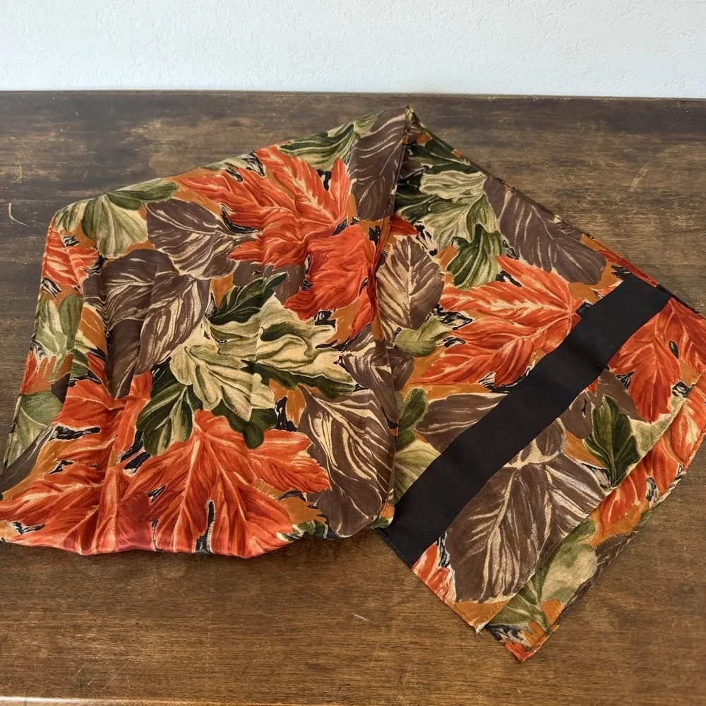 Scarf Vintage Signed‎ Honey 100% Silk Orange Floral Print 80’s